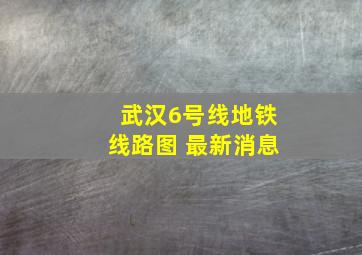 武汉6号线地铁线路图 最新消息